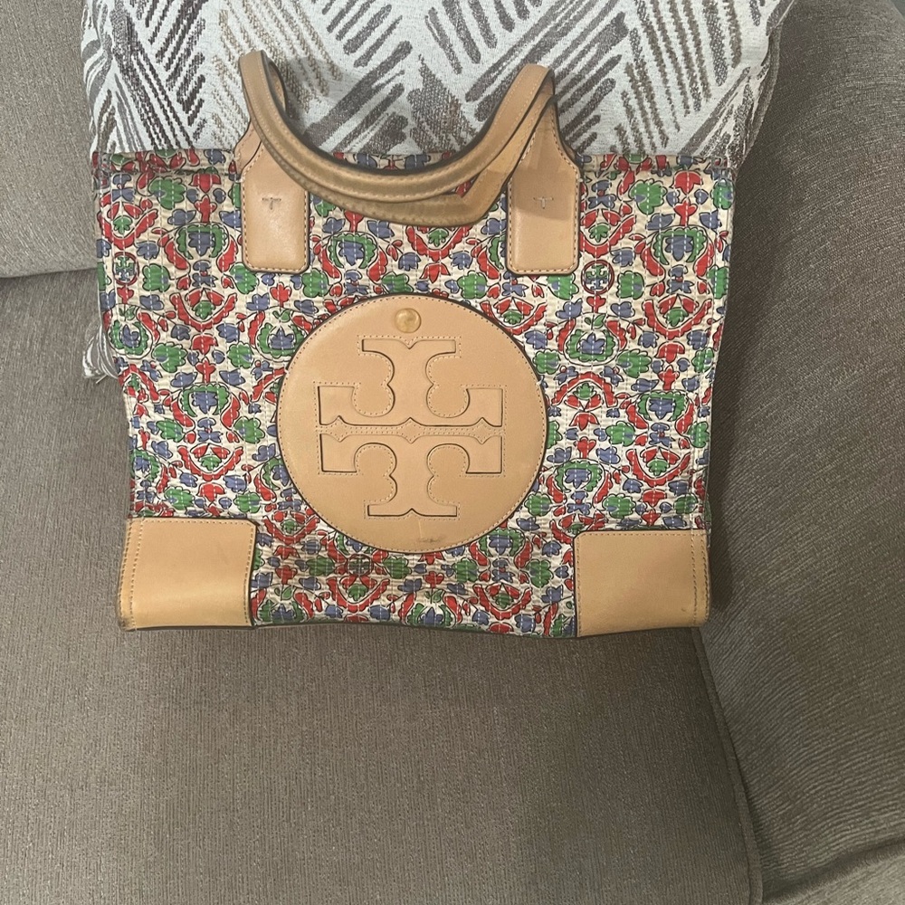 Tory Burch Ella Tan Tote Bag with Classic Leather Details